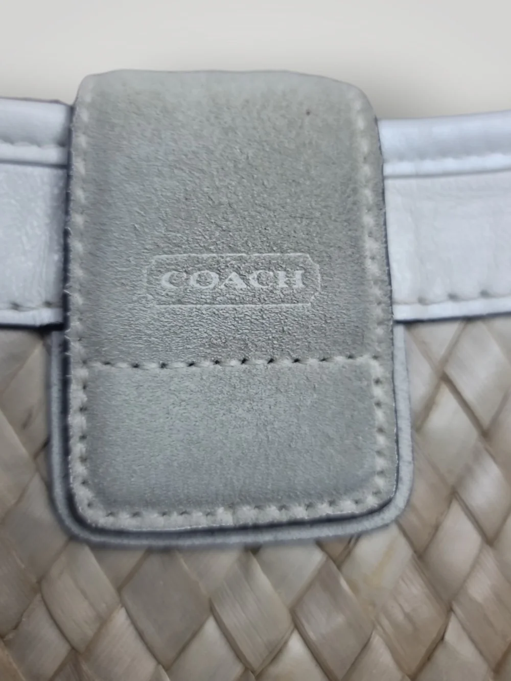 Coach VTG Woven Straw And Suede Boxy Tote Vintage 2004 EUC